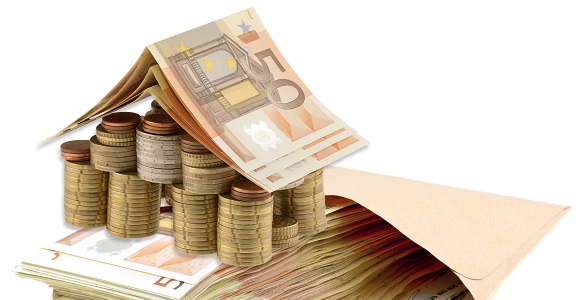 concept coût immobilier, billets, maison